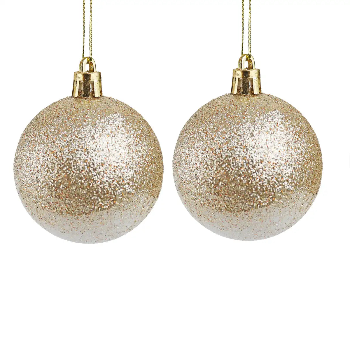 Esferas Bicolor Glitter, Color Dorado, 2 pzas