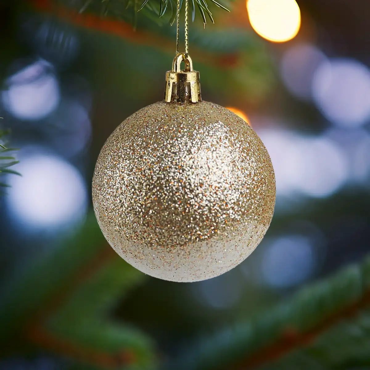 Esferas Bicolor Glitter, Color Dorado, 2 pzas