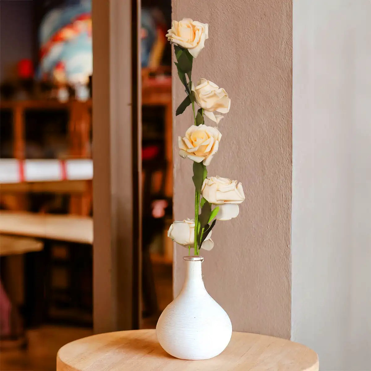 Vara con Flor Artificial, Color Melón