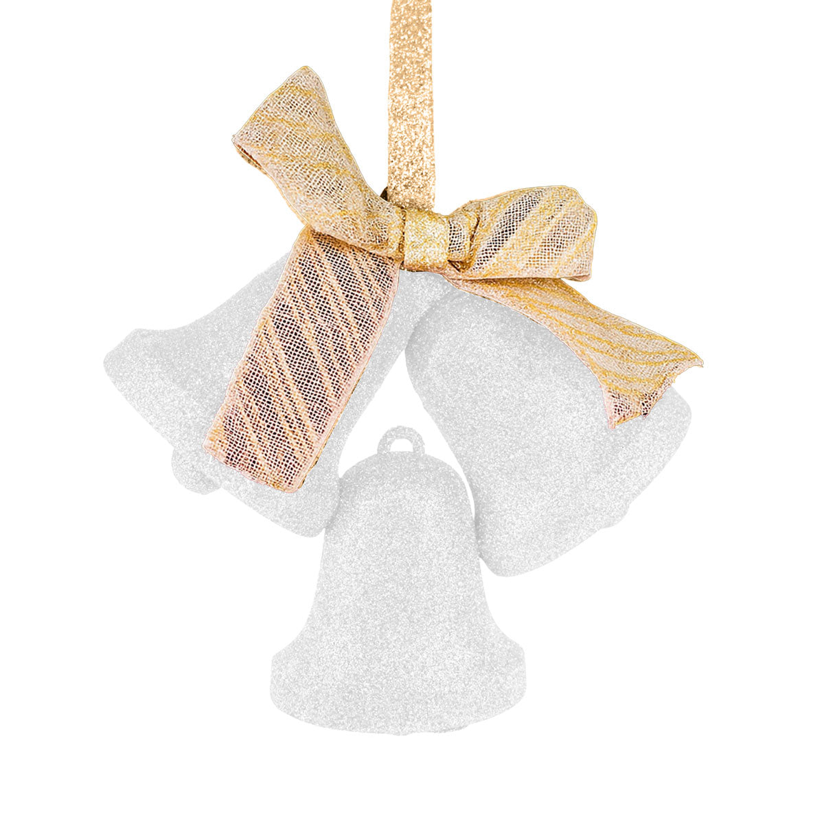 Decoración, Campanas Navideñas con Moño, Color Blanco