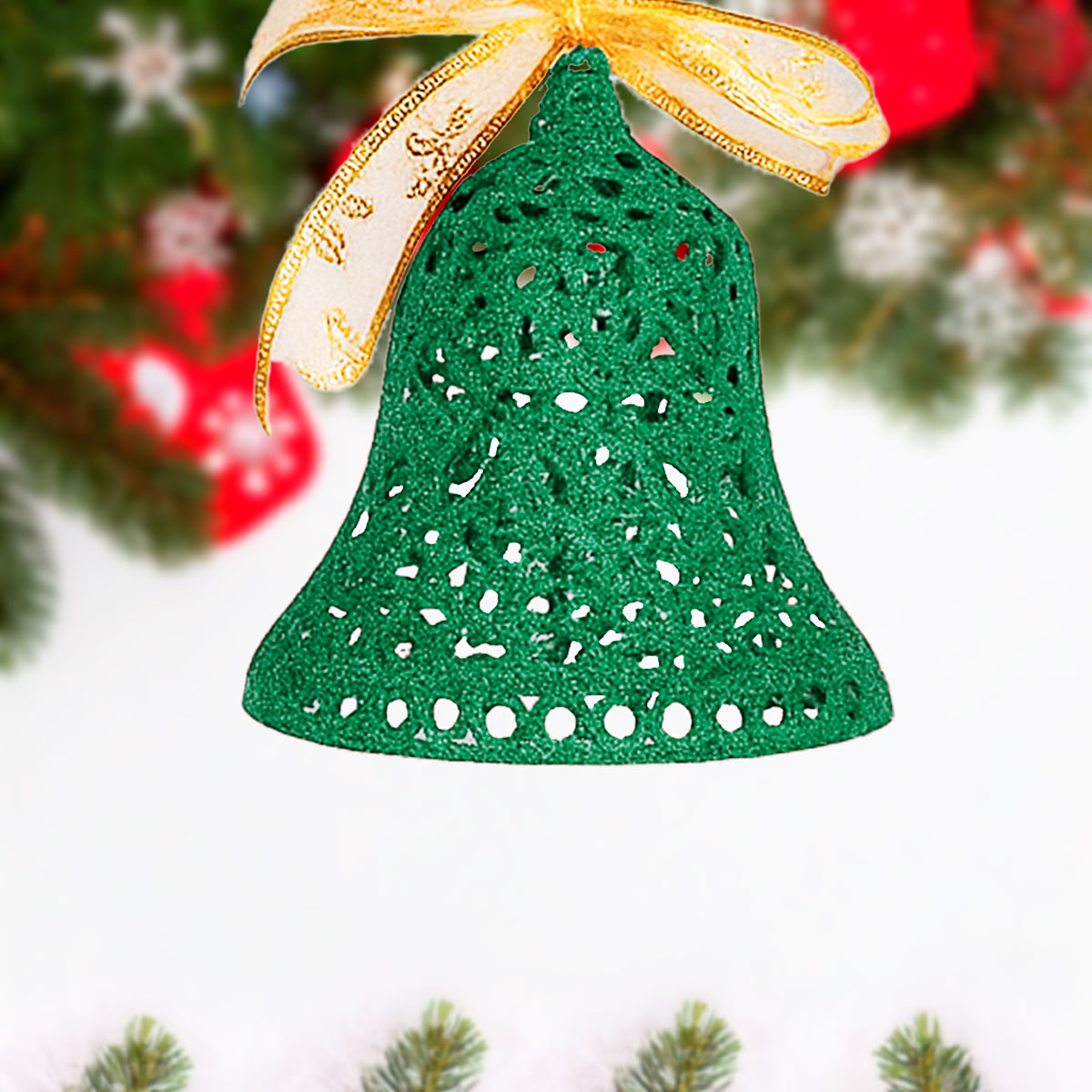 Campana Jumbo, Ornamento Navideño, Color Verde
