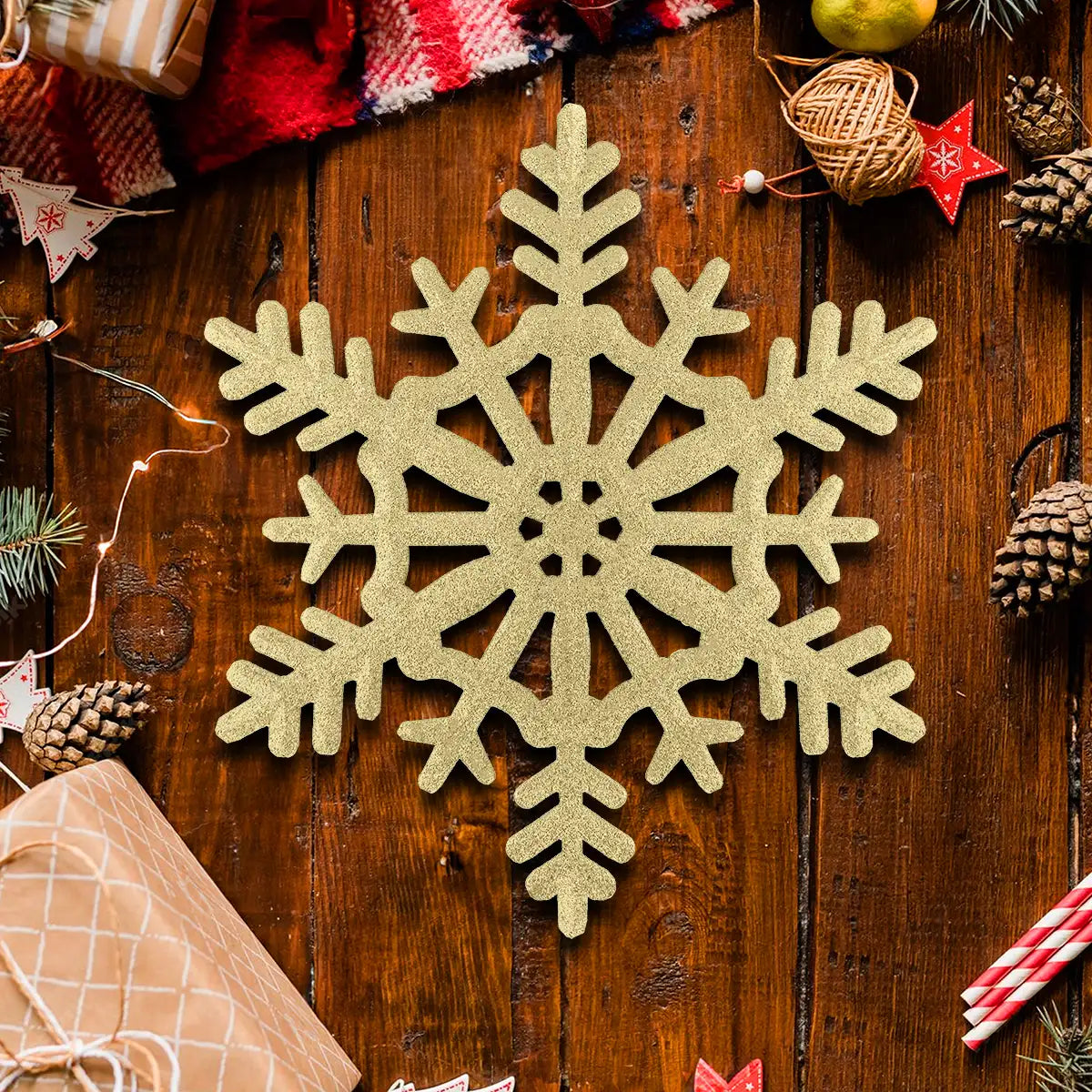 Copo de Nieve Jumbo con Glitter, Color Oro