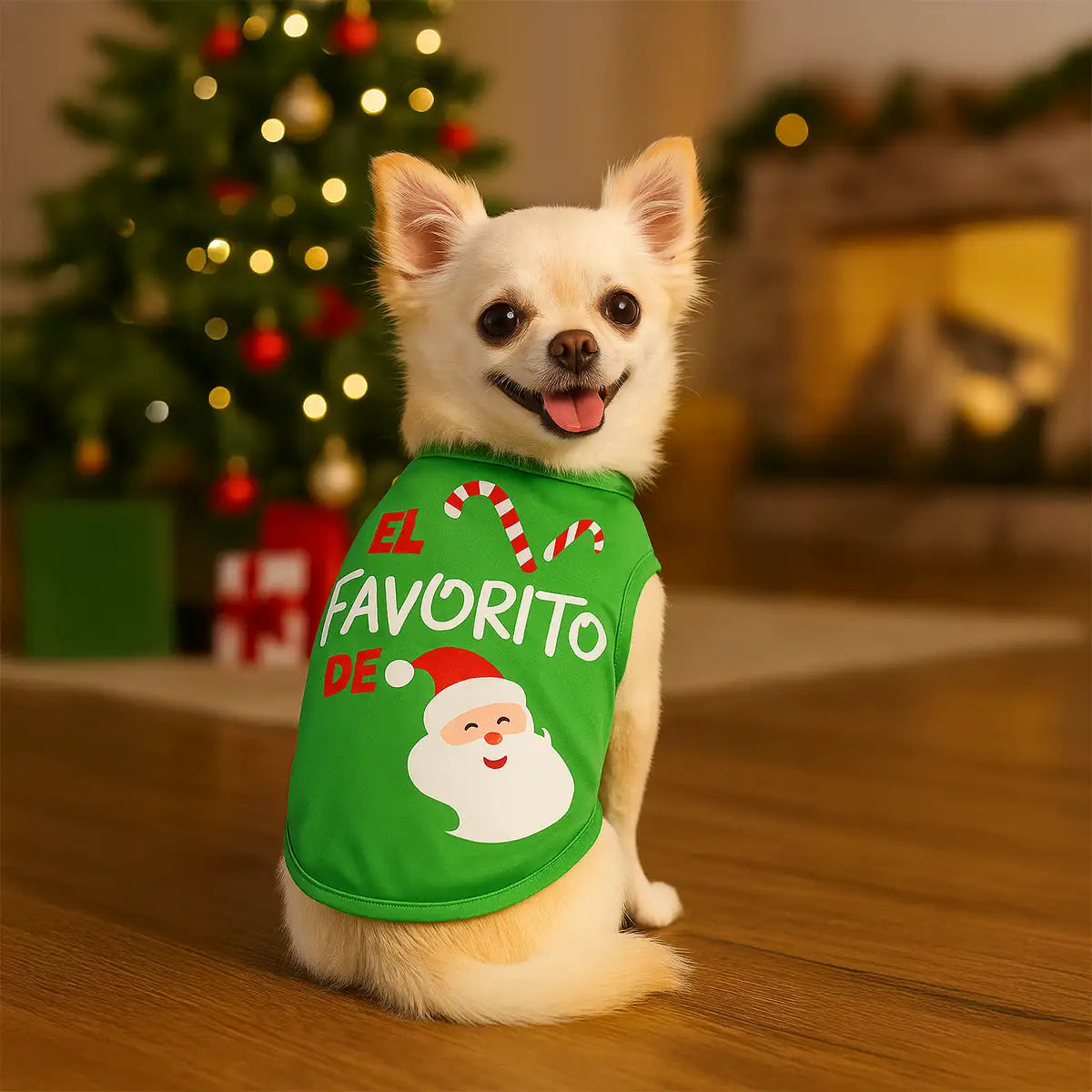 Playera Navideña "El Favorito de Santa" para Perro