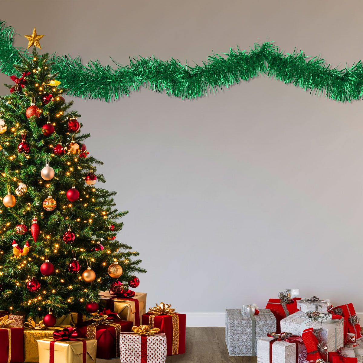 Guirnalda Navideña, Tinsel, Color Verde