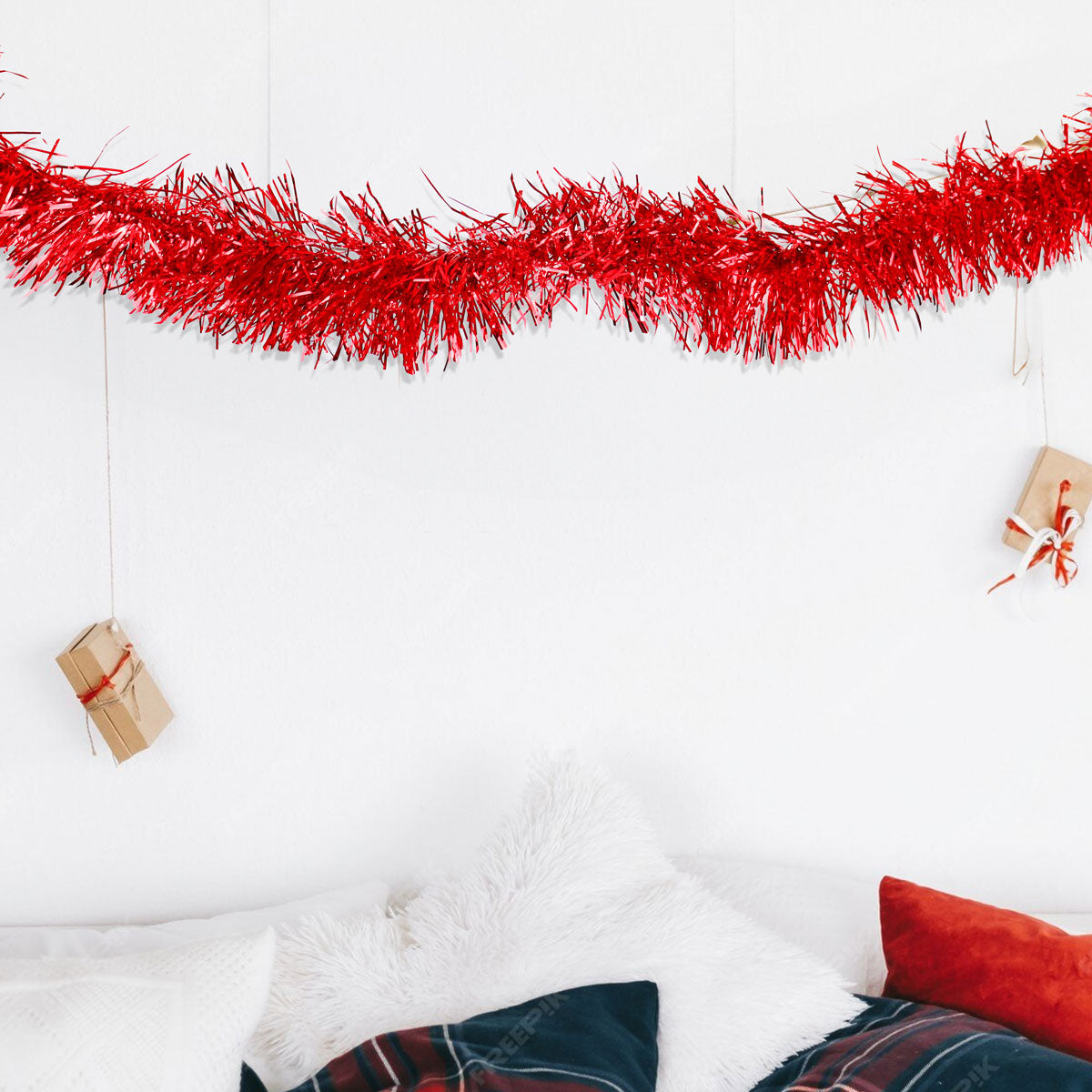 Guirnalda Navideña, Tinsel, Color Rojo