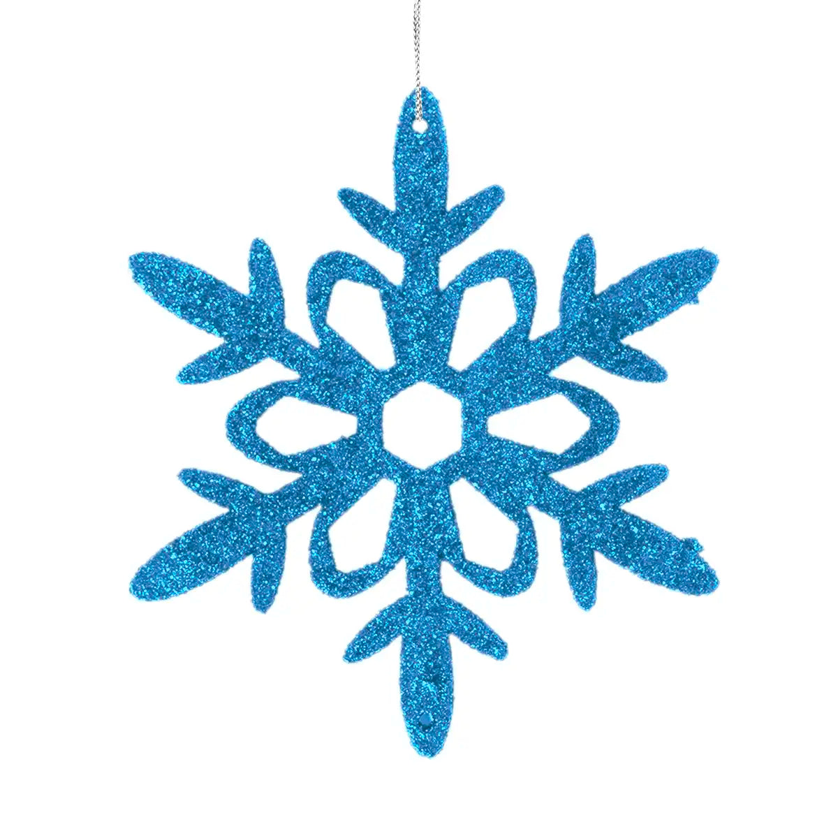 Ornamento Copo de Nieve con Glitter, Color Azul, 4 pzas