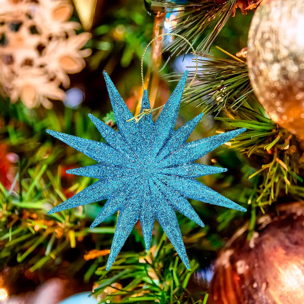 Destello, Ornamento Navideño, Color Azul