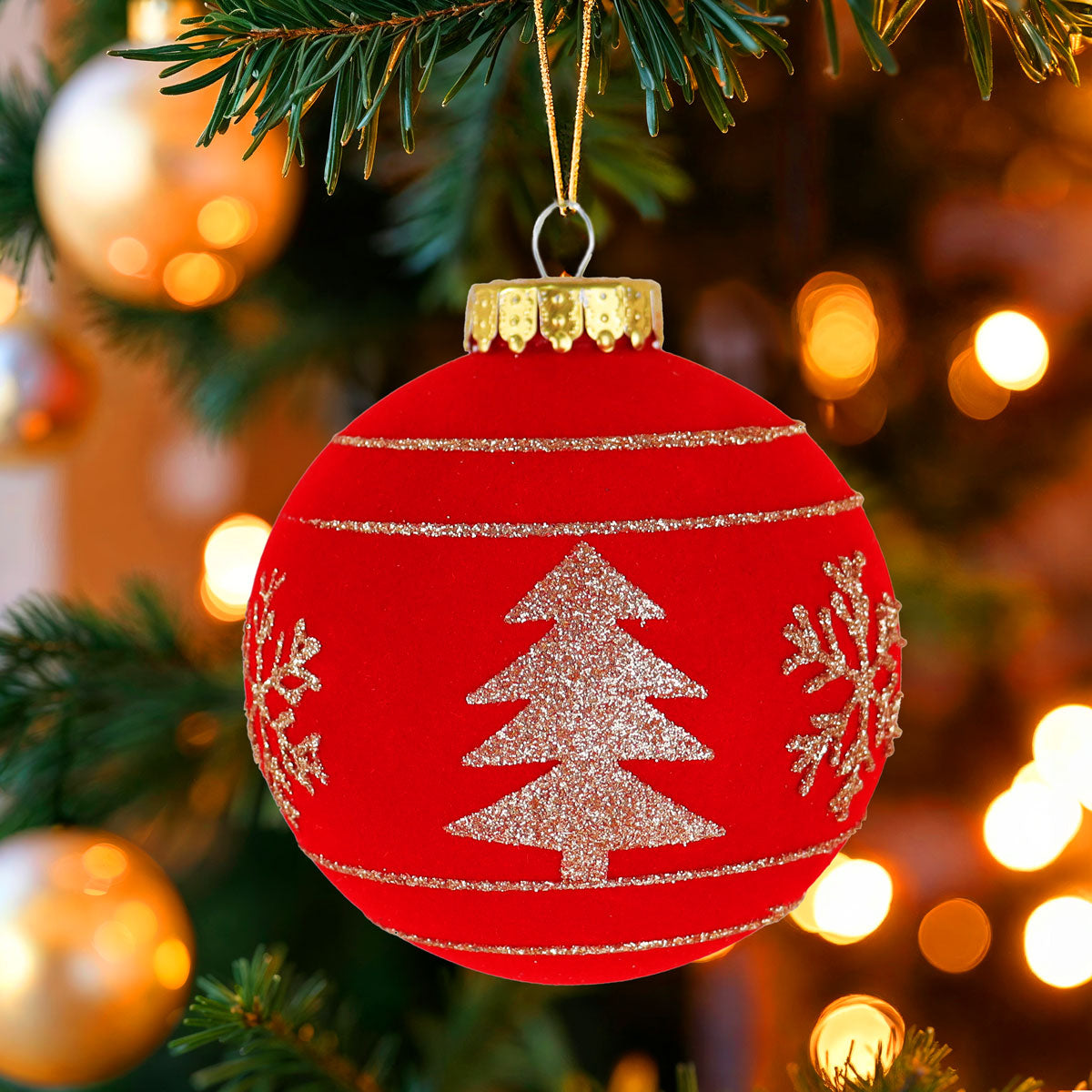 Esfera Navideña, Color Rojo, 10 cm