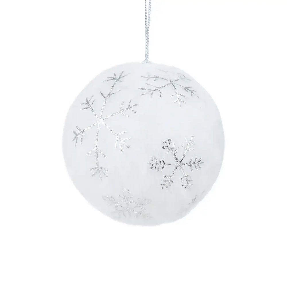 Esfera Navideña, Color Blanco con Copos