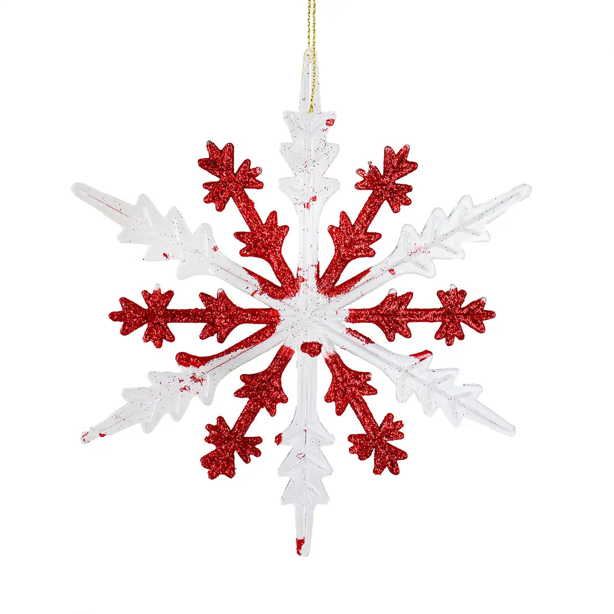 Copo de Nieve, Plástico y Glitter, Color Rojo, 16 cm
