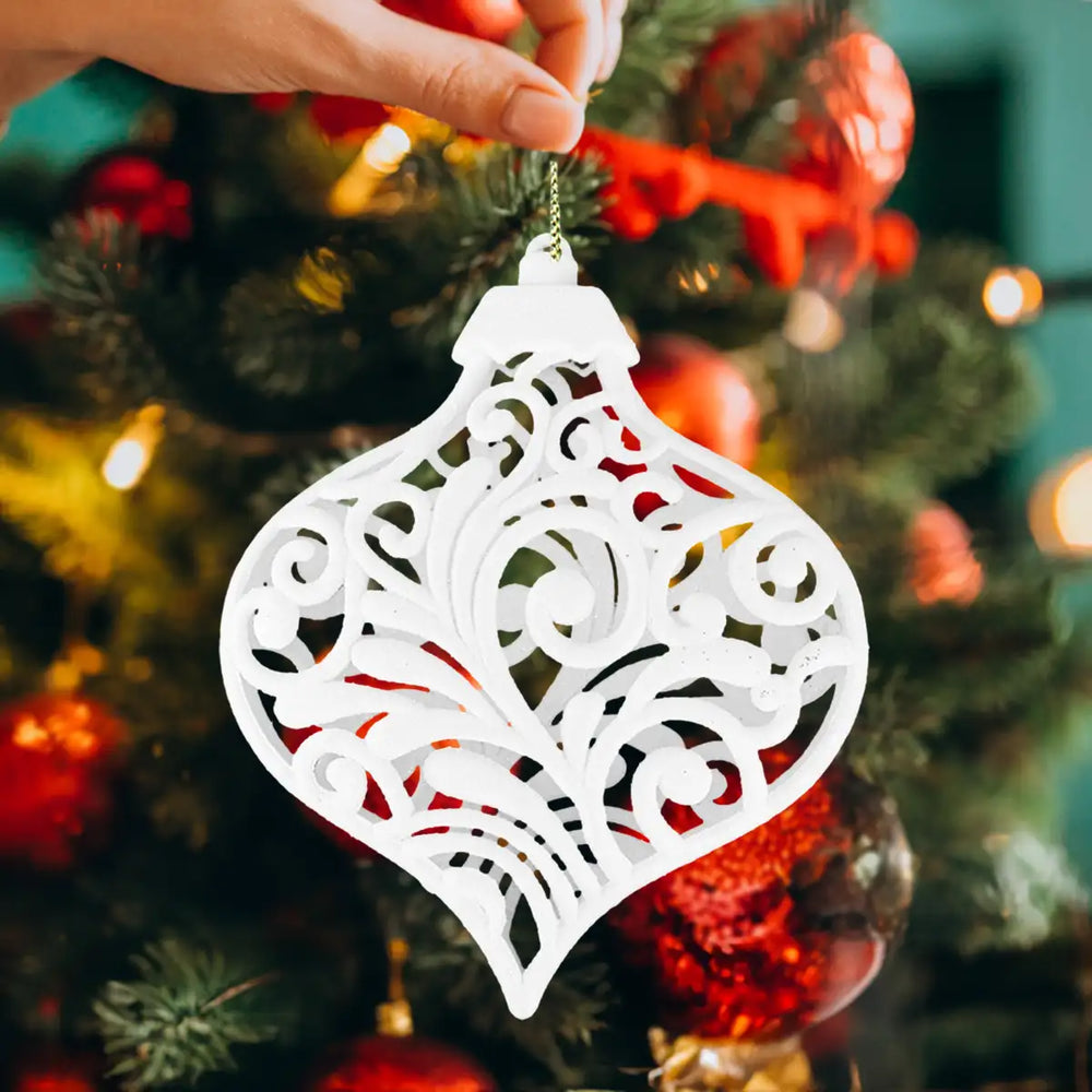 Ornamento Navideño con Glitter, Color Blanco, 17 cm