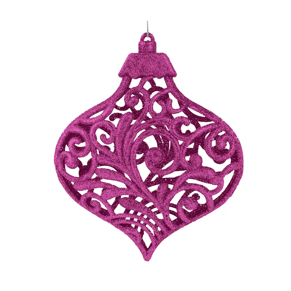Ornamento Navideño con Glitter, Color Fucsia, 17 cm