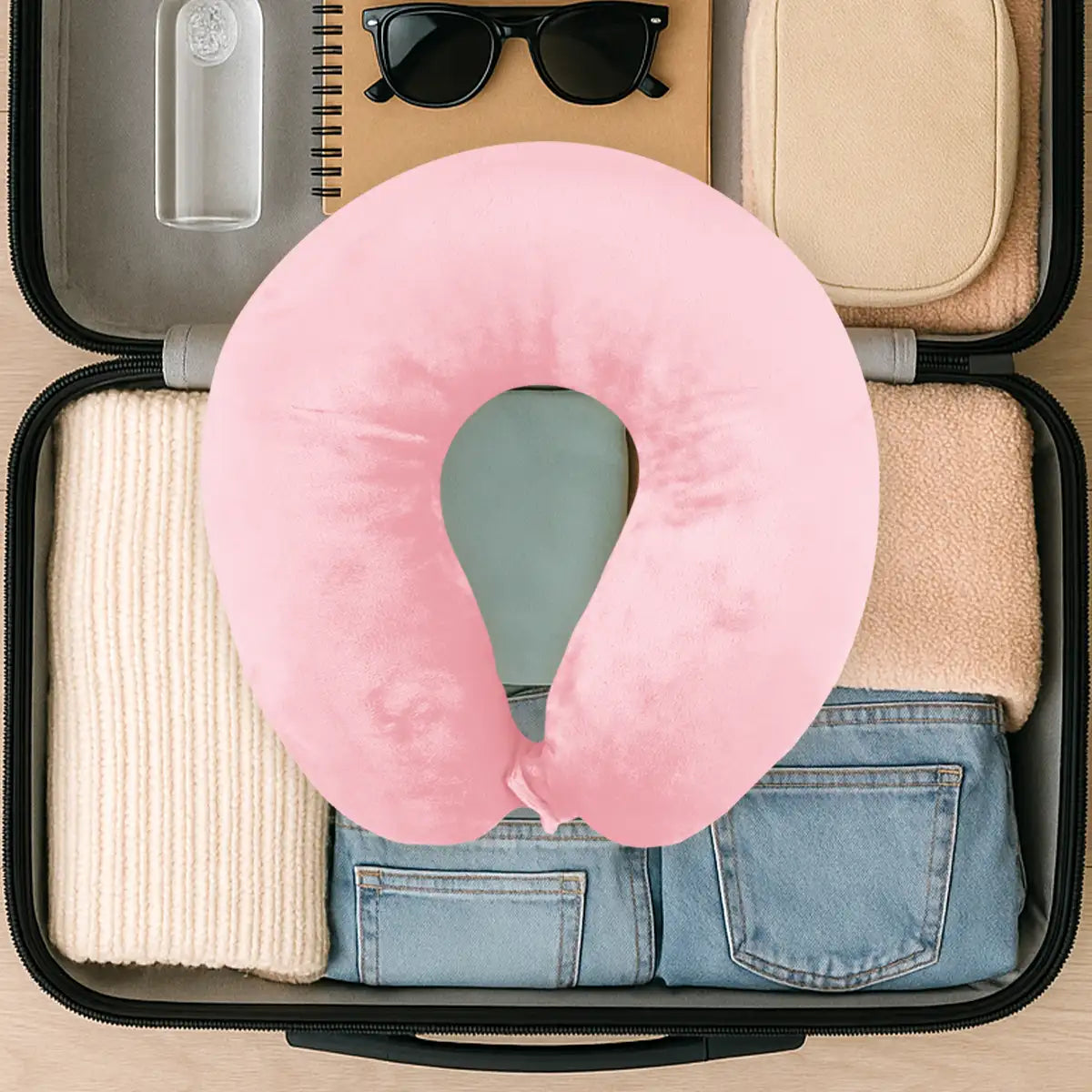 Almohada de Viaje, Color Rosa, Ergonómica