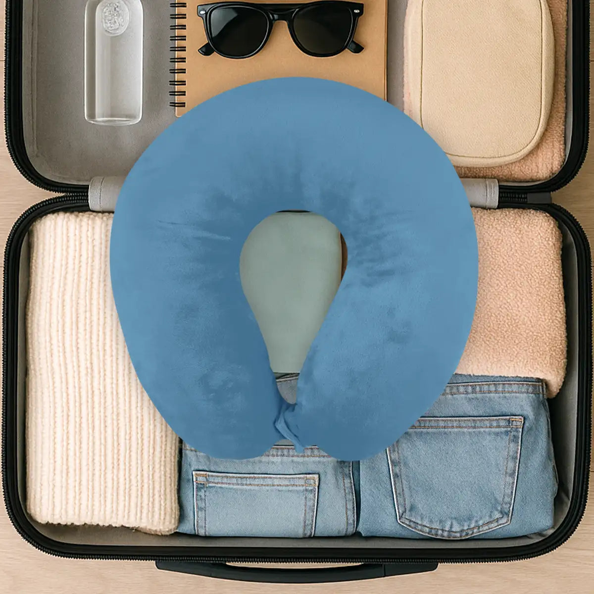 Almohada de Viaje, Color Azul, Ergonómica