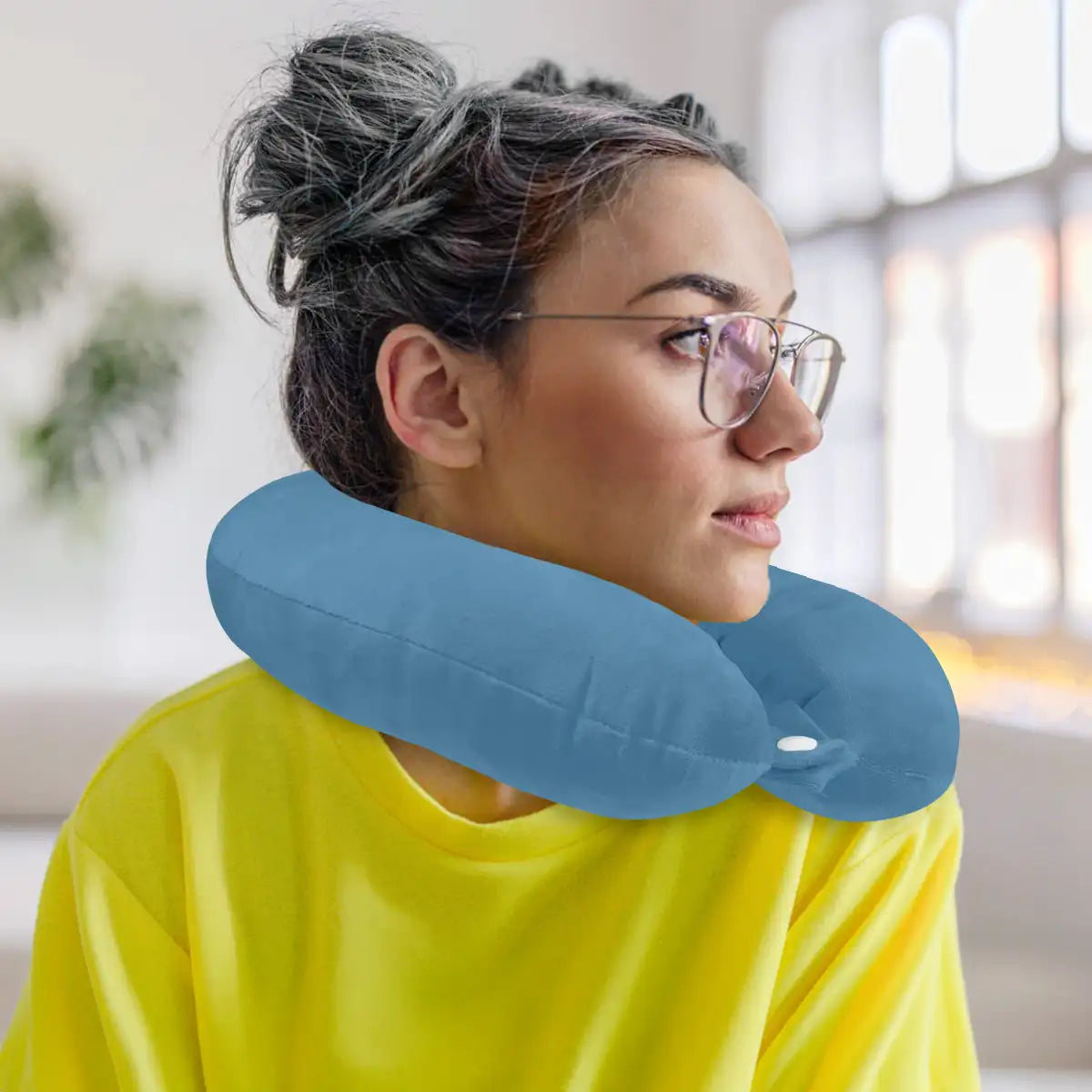 Almohada de Viaje, Color Azul, Ergonómica