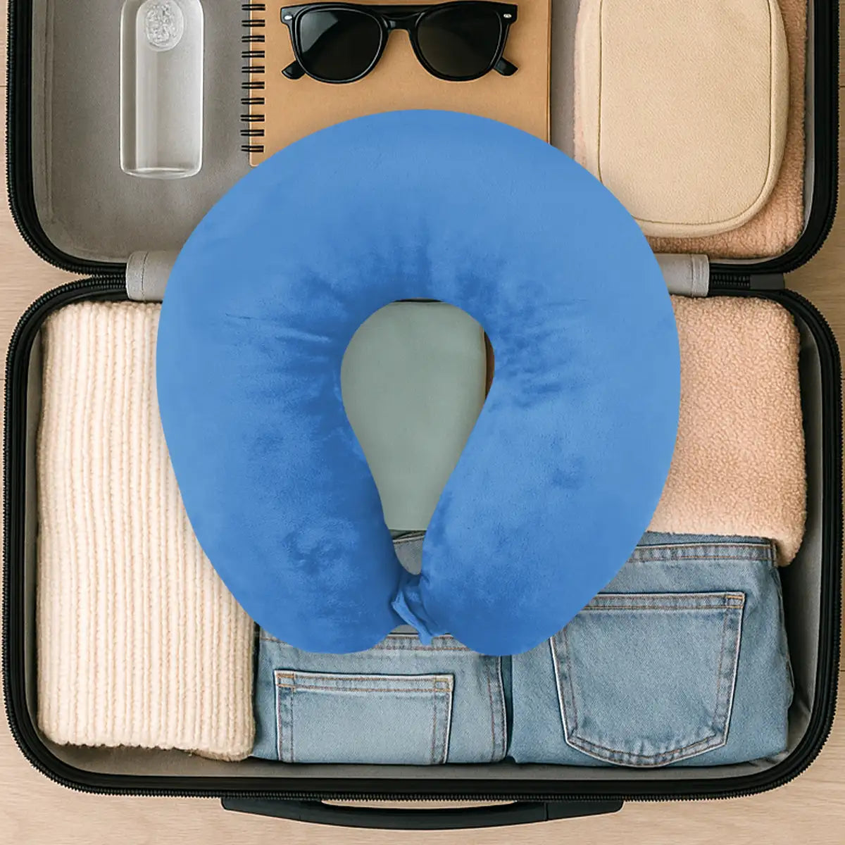 Almohada de Viaje, Color Petróleo, Ergonómica