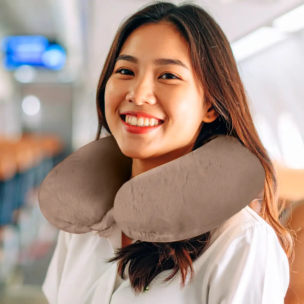 Almohada de Viaje, Color Café, Ergonómica