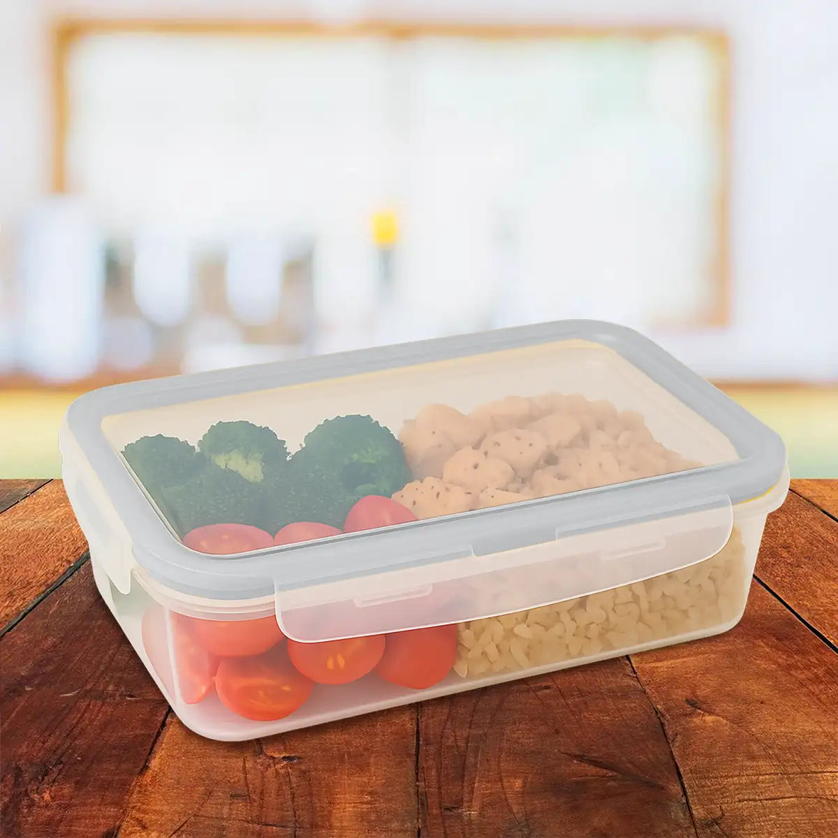 Contenedor de Plástico, Rectangular, Color Gris, 1100 ml