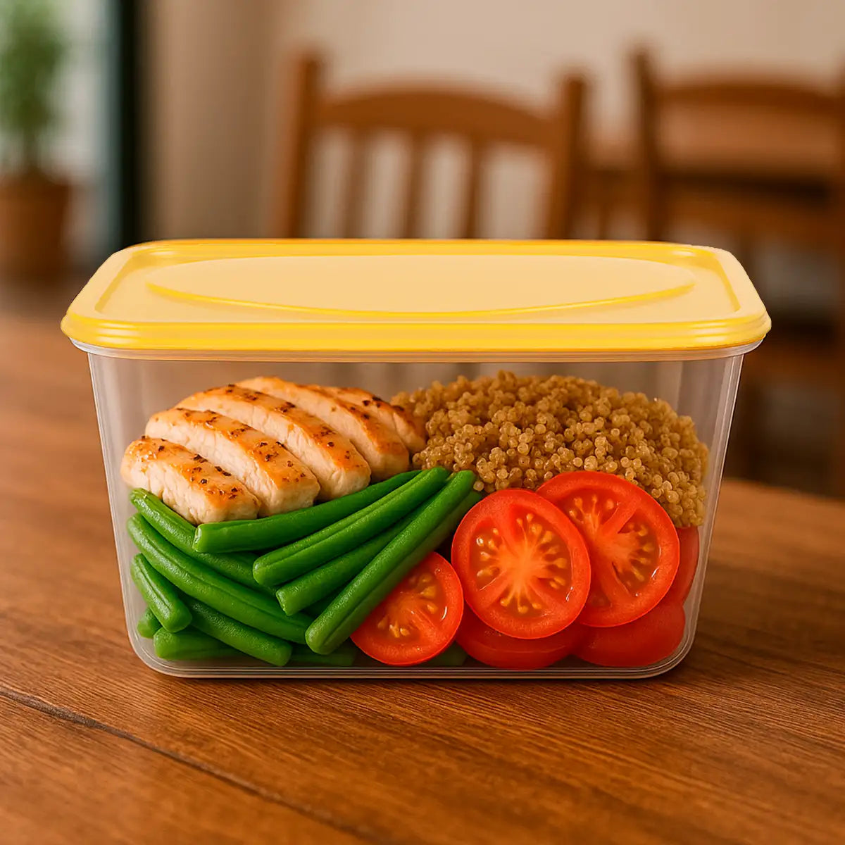 Contenedor de Plástico, Tapa Amarilla, 800 ml