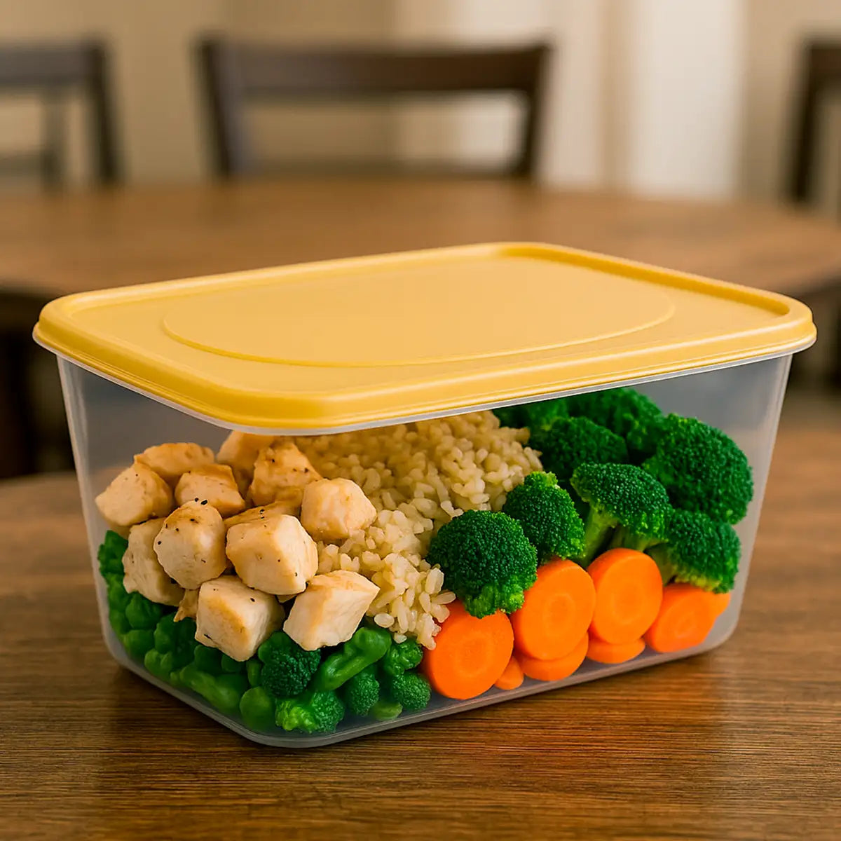 Contenedor de Plástico, Tapa Amarilla, 800 ml