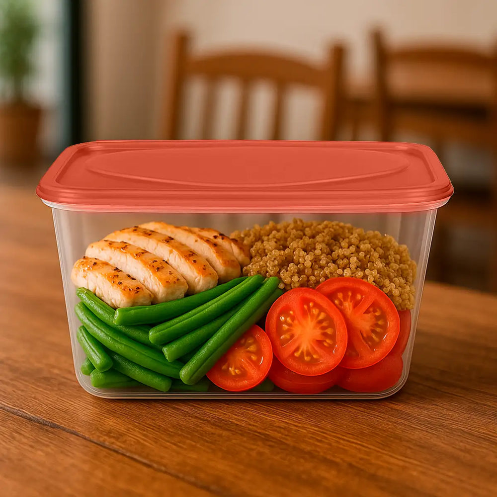 Contenedor de Plástico, Tapa Naranja, 800 ml