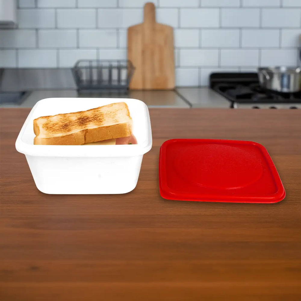 Contenedor de Plástico Blanco, Tapa Roja, 280 ml