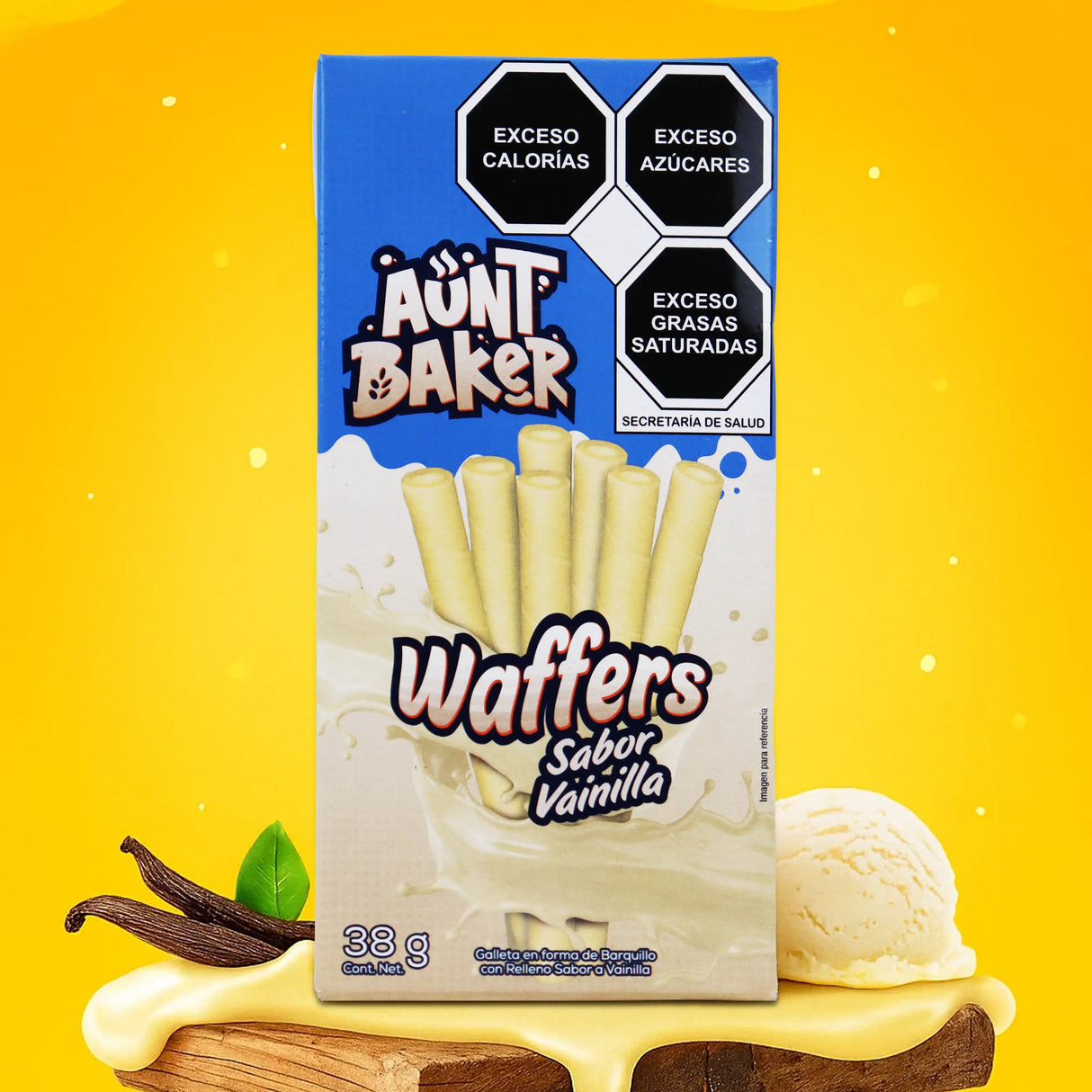 Waffers, Sabor Vainilla, Aunt Baker