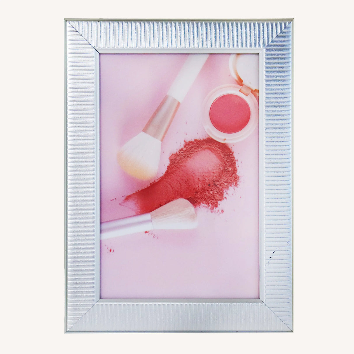 Portarretrato, Color Plata, Diseño Líneas, 10x15 cm