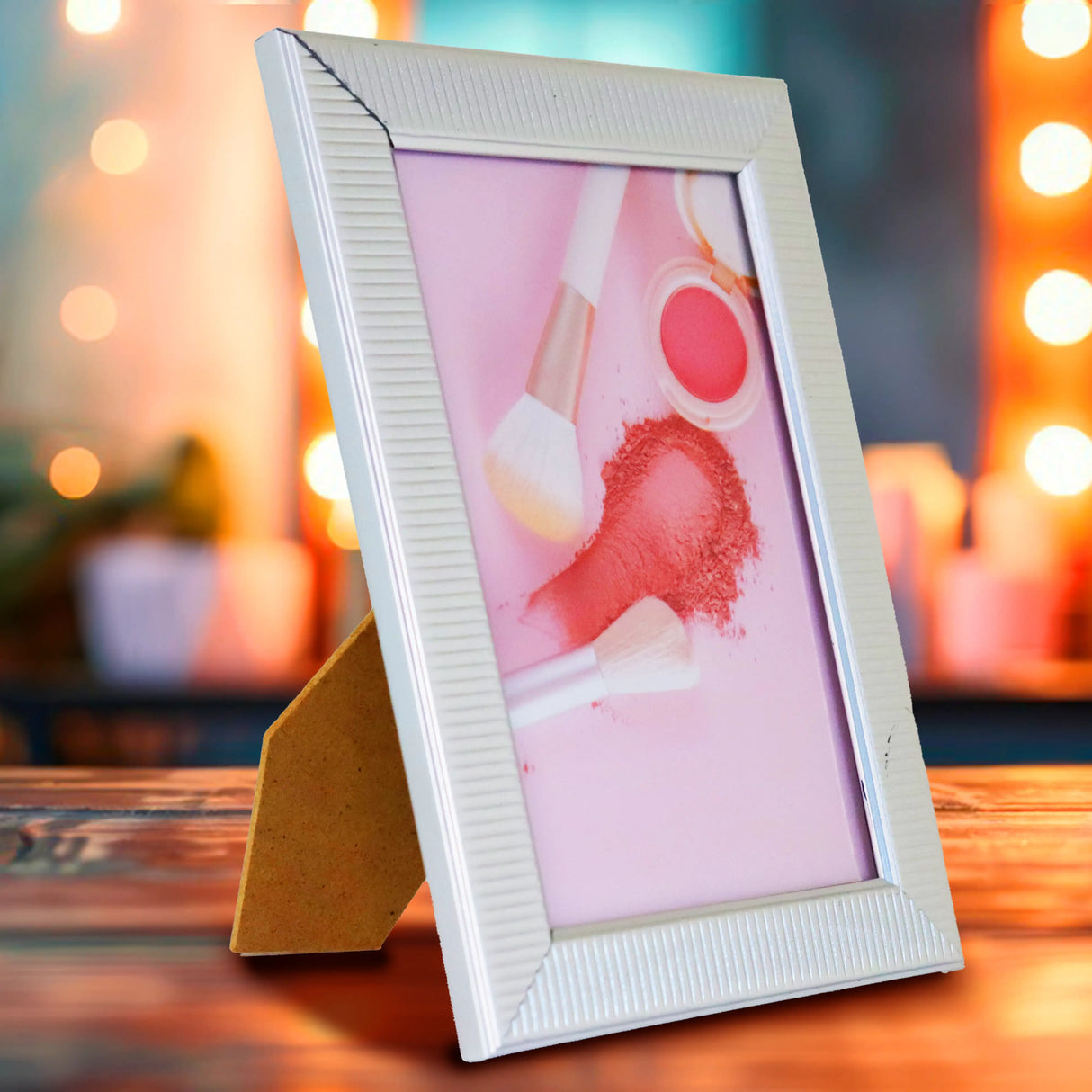 Portarretrato, Color Plata, Diseño Líneas, 10x15 cm