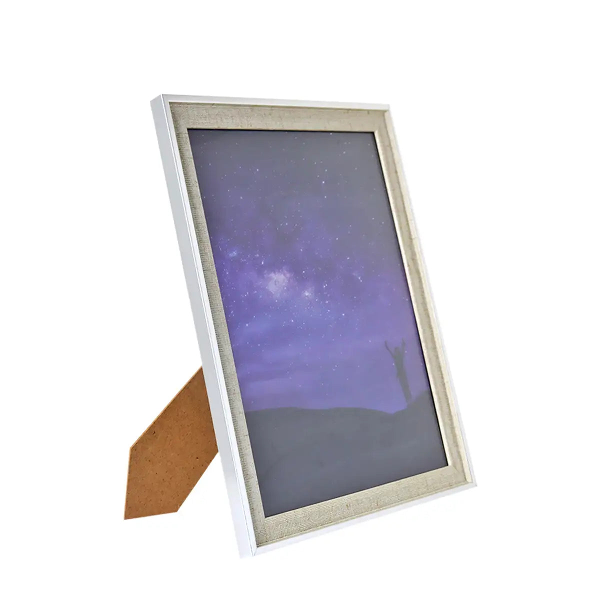 Portarretratos Estrella, Color Blanco y Plata, 20x25cm