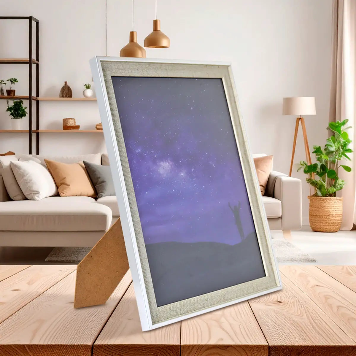 Portarretratos Estrella, Color Blanco y Plata, 20x25cm