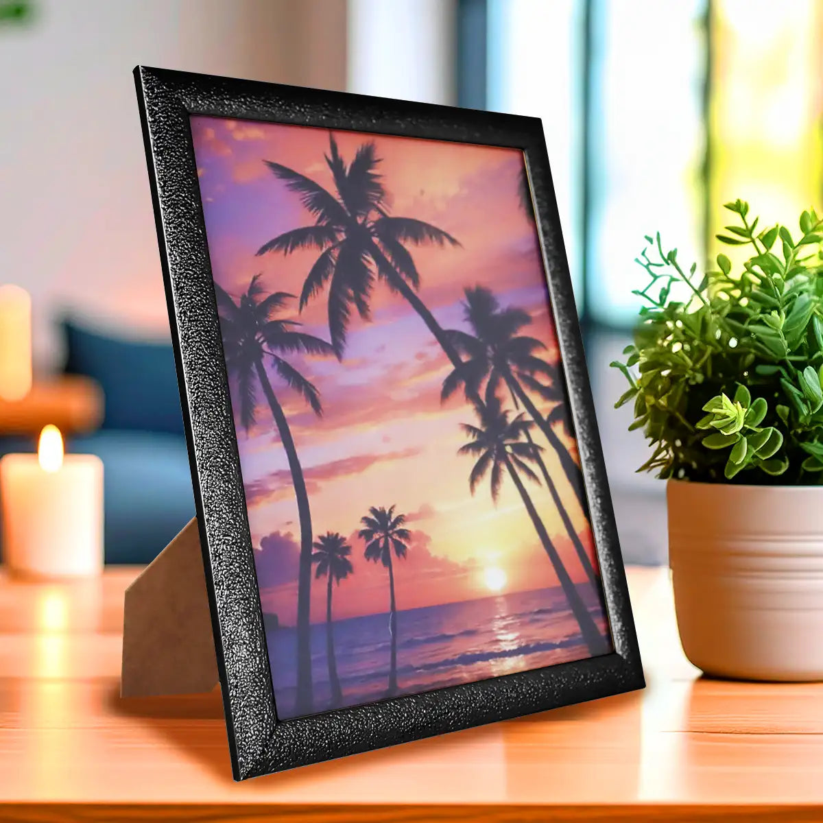 Portarretratos Playa, Color Negro, 20x25cm