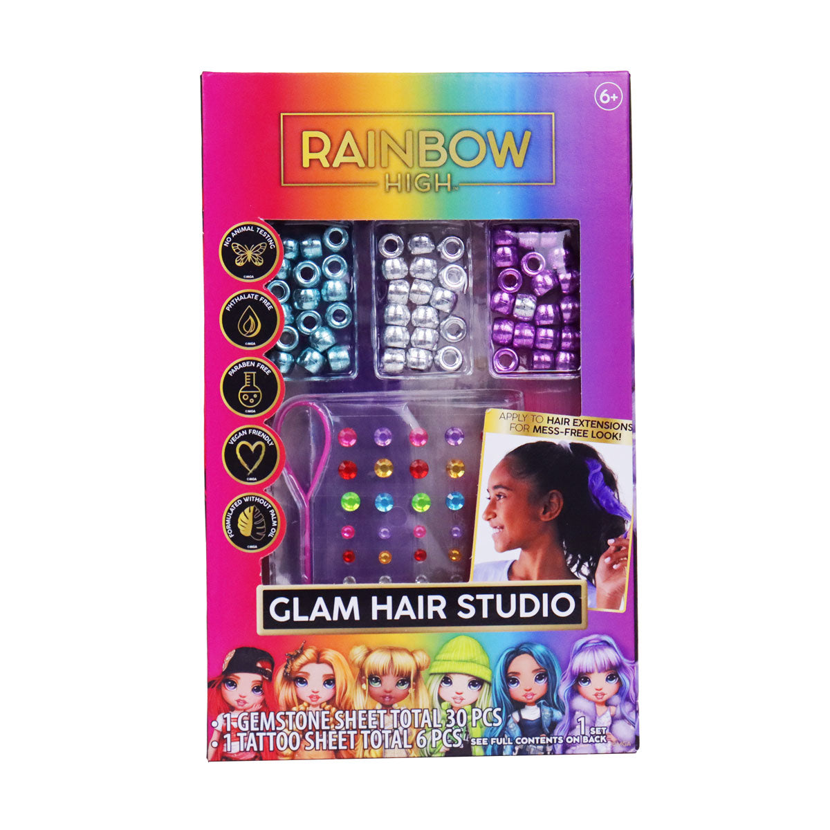 Set de Accesorios para Cabello, Rainbow High Glam Hair Studio