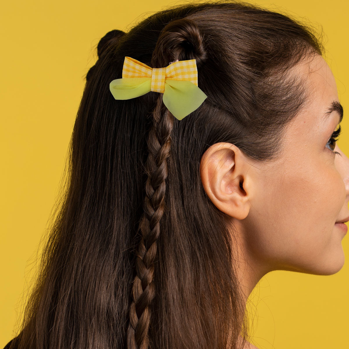 Set de 2 Moños para Cabello, Color Amarillo