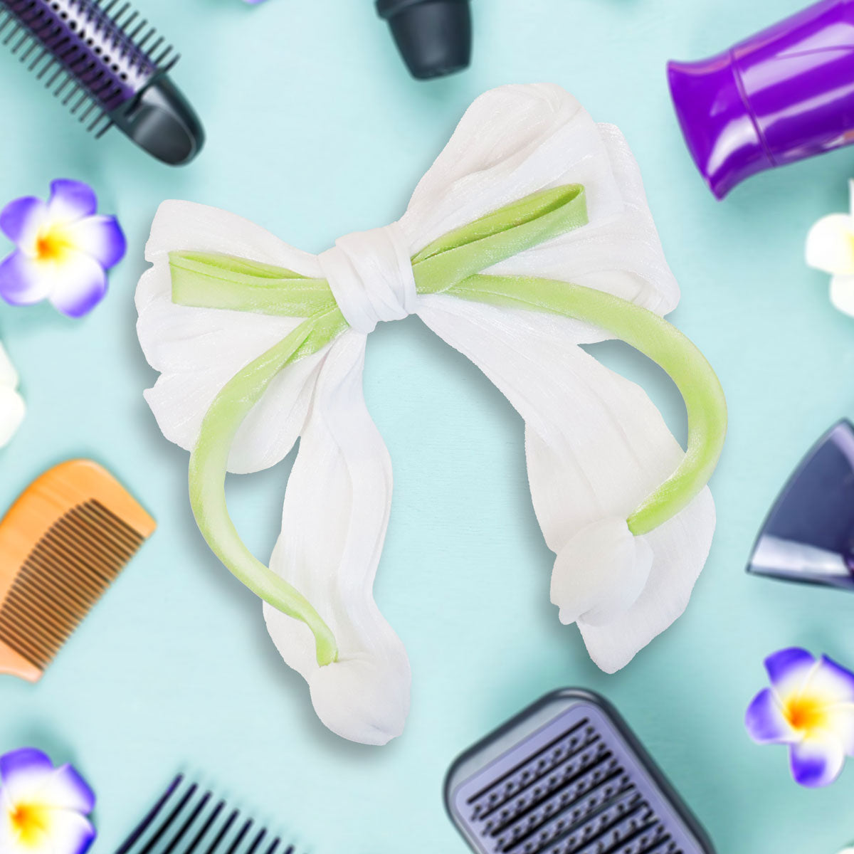 Moño Tulipán con Broche para Cabello, Color Blanco
