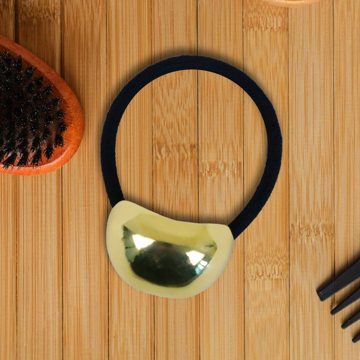 Liga para el Cabello con Hebilla de Metal, Color Dorado