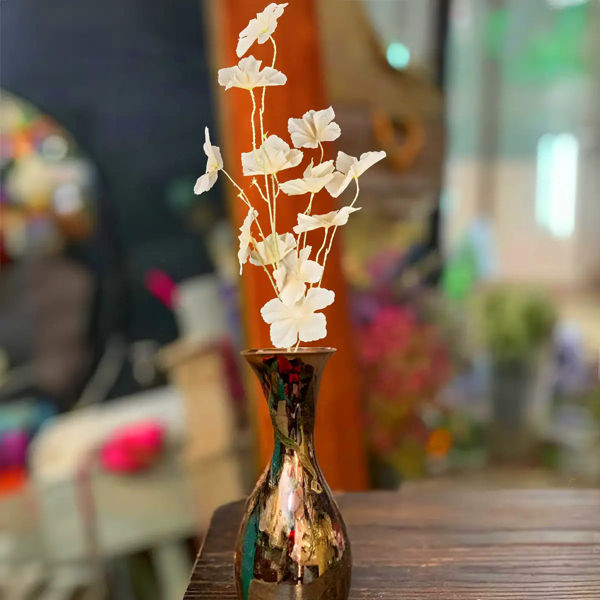 Vara con Flores Artificiales, Color Beige