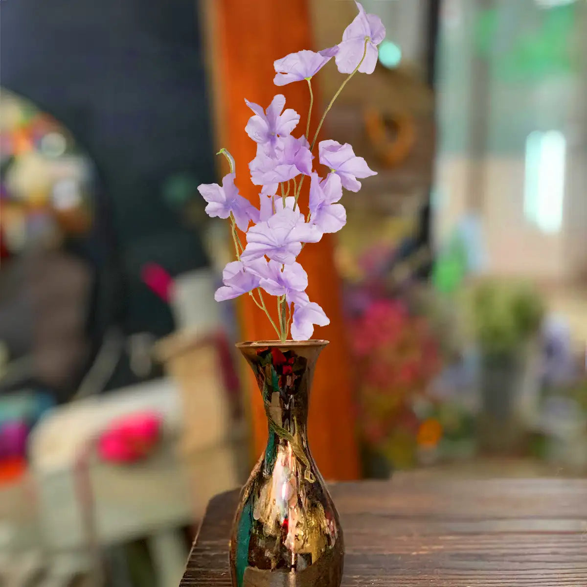 Vara con Flores Artificiales, Color Lila