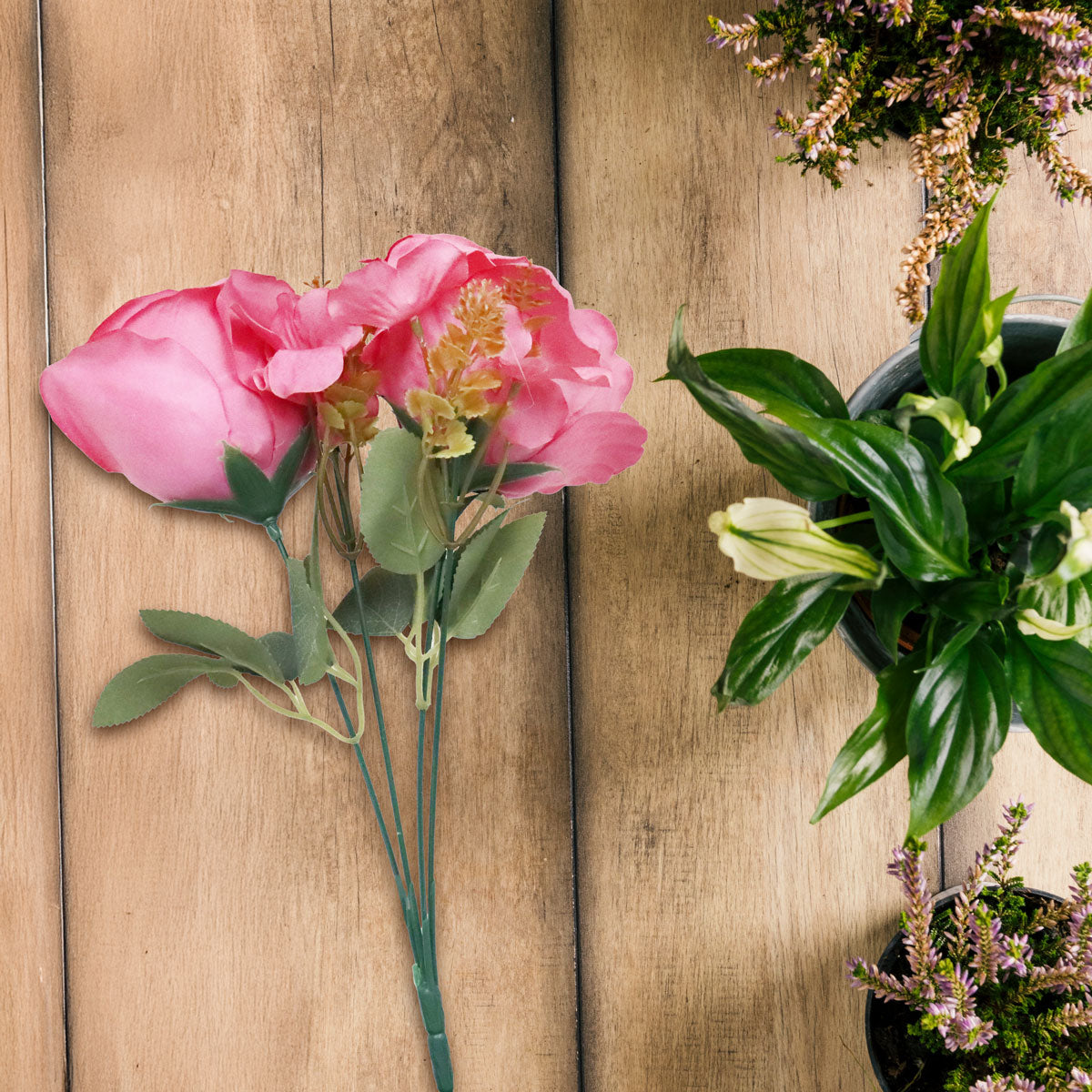 Rosas Artificiales, Color Fucsia, 2 pzas