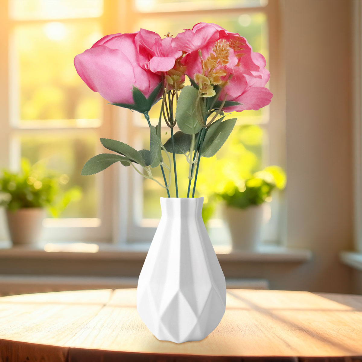 Rosas Artificiales, Color Fucsia, 2 pzas