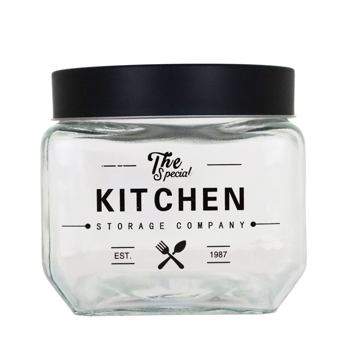 Frasco de Vidrio con Tapa Negra, 800 ml