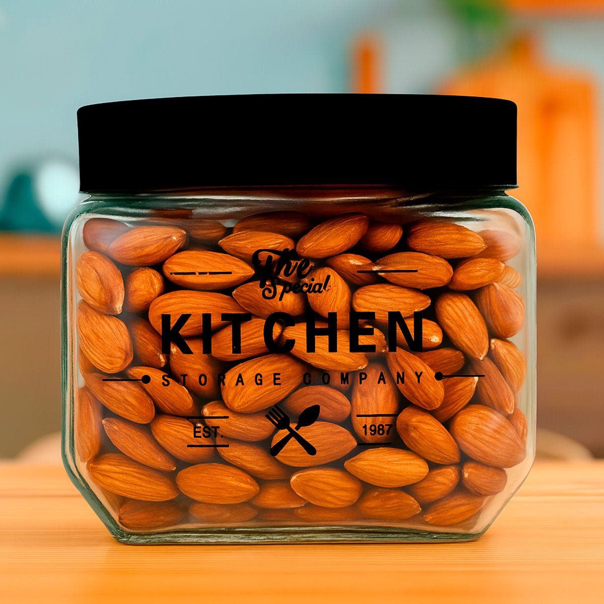 Frasco de Vidrio con Tapa Negra, 800 ml