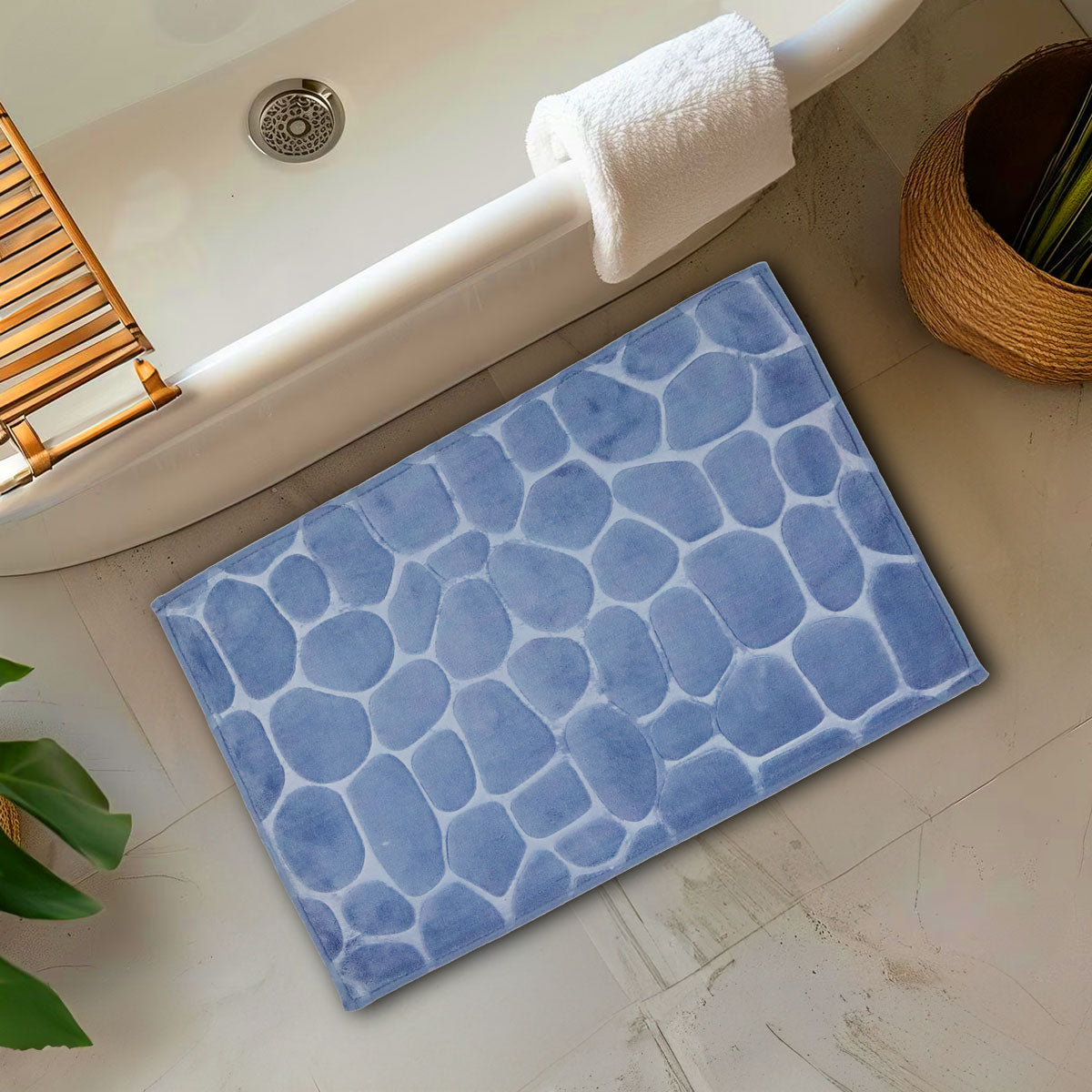 Tapete Absorbente, Diseño Piedras, Color Gris