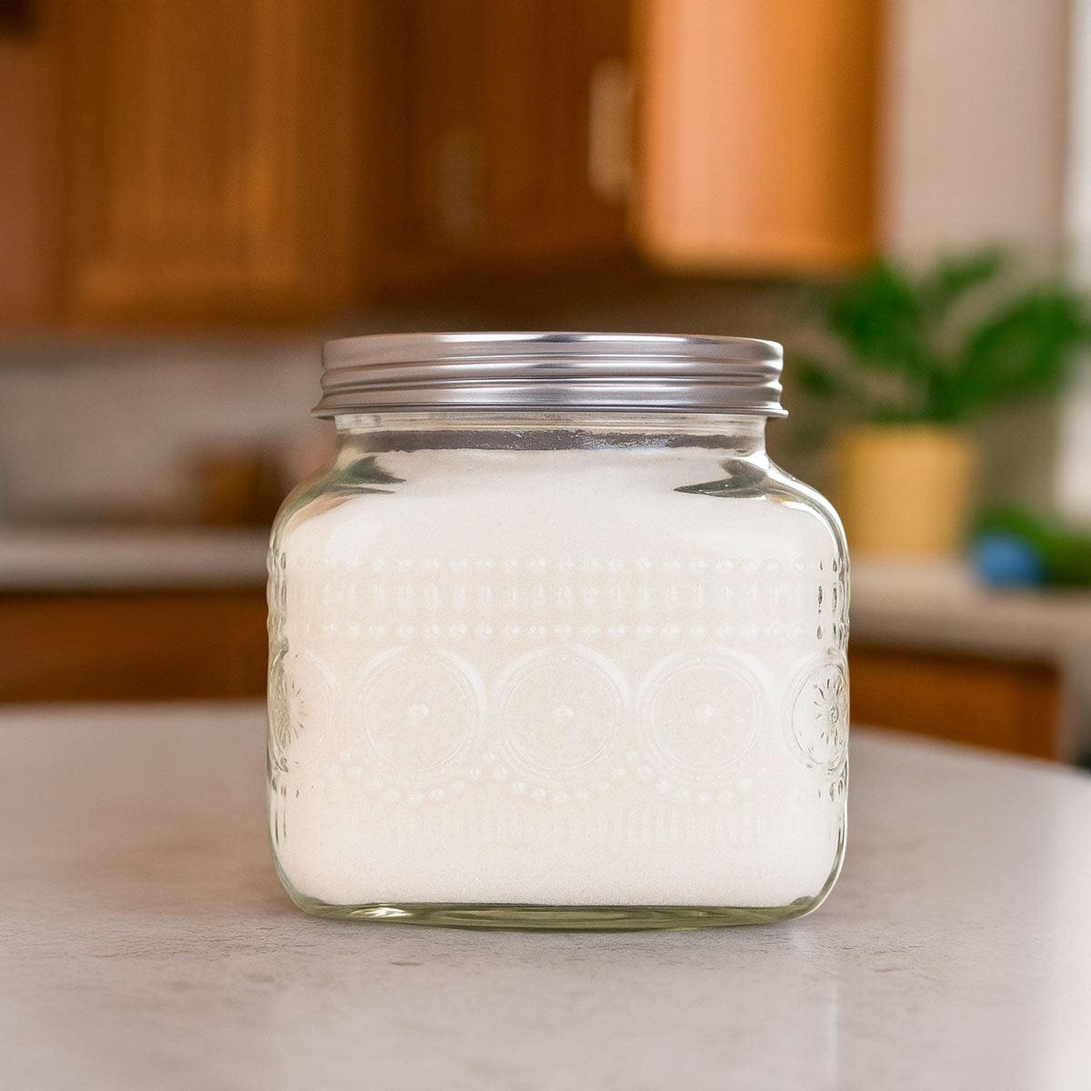 Frasco de Vidrio con Tapa, Círculos, 1000 ml