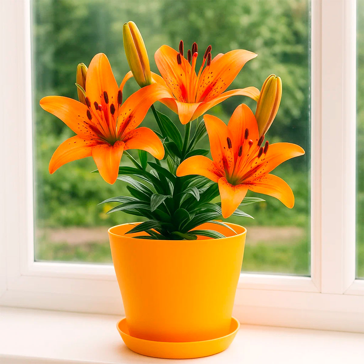 Maceta de Plástico, Color Amarillo, 14x12 cm