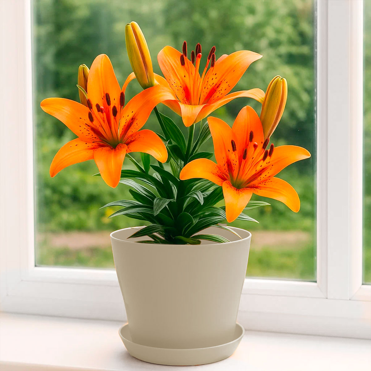 Maceta de Plástico, Color Crema, 14x12 cm