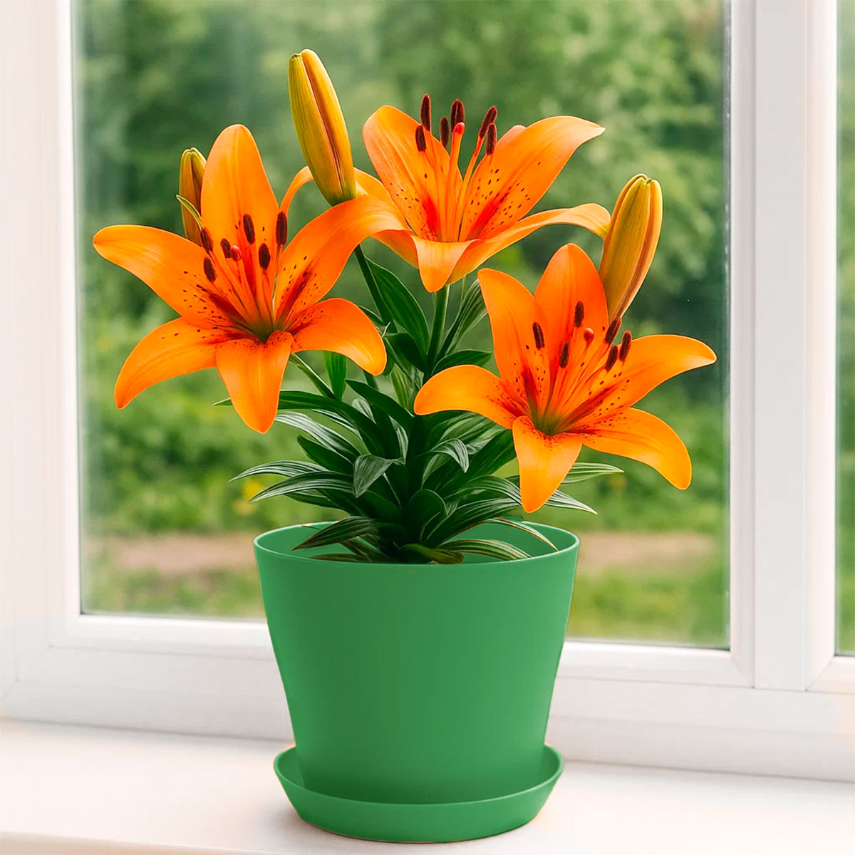 Maceta de Plástico, Color Verde, 14x12 cm