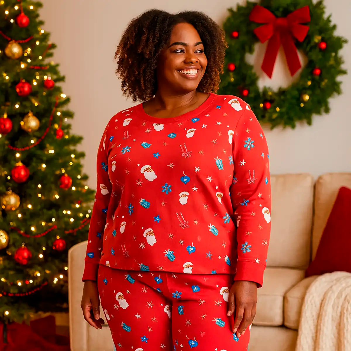 Camisa de Pijama con Estampado de Santa para Mujer, Wondershop, 1XL