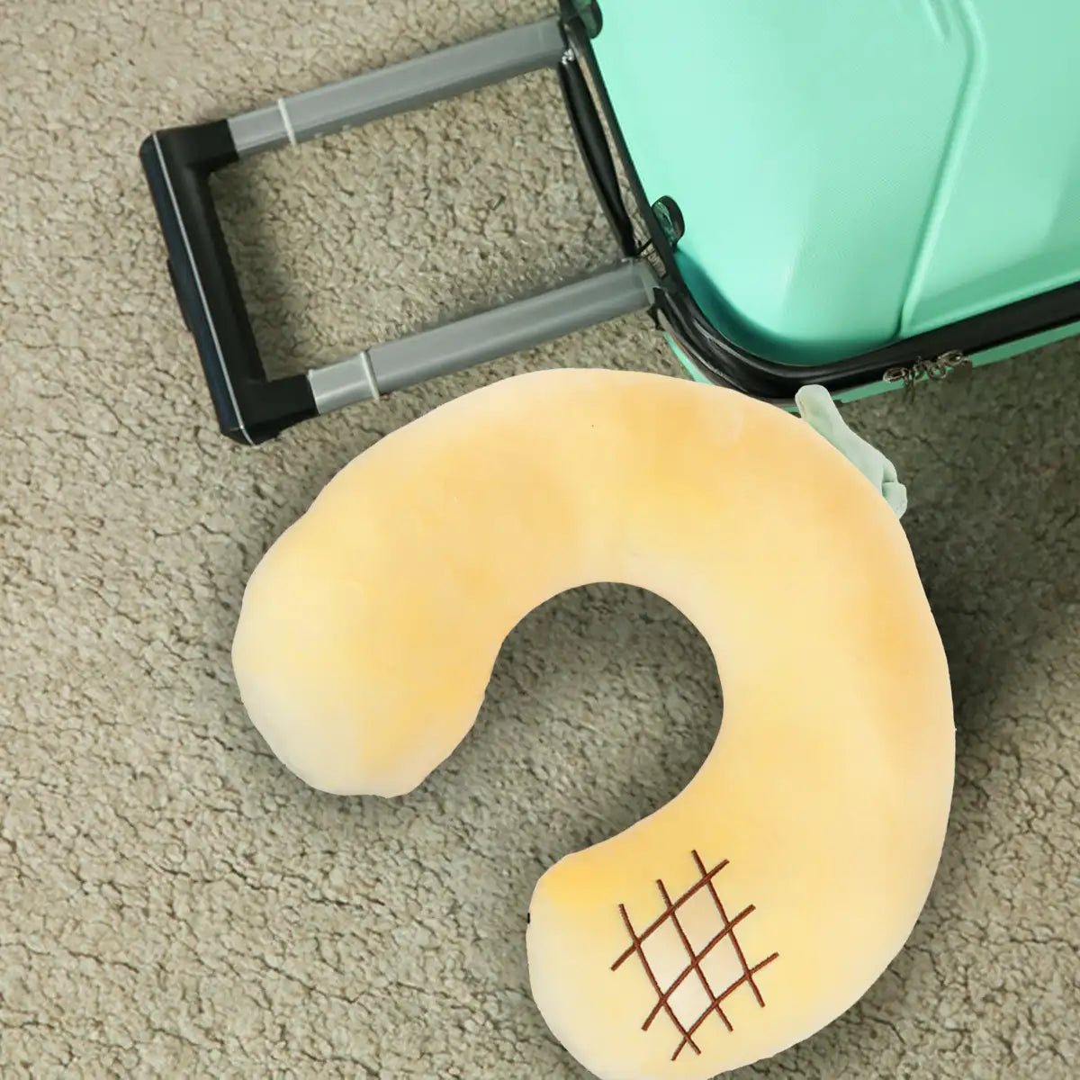 Almohada de Viaje Ergonómica, Color Amarillo y Café