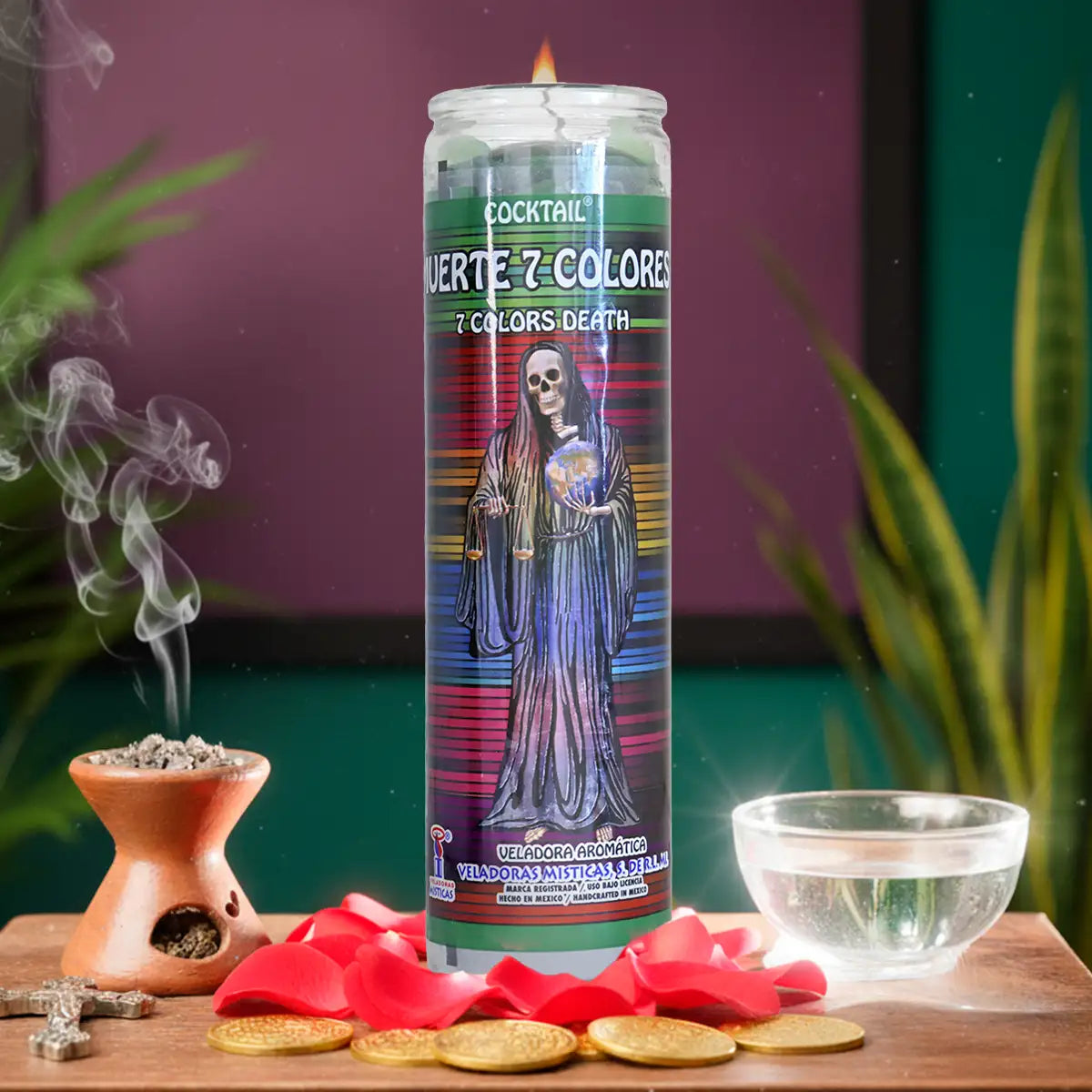 Veladora, Santa Muerte 7 Colores, 20 cm